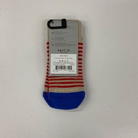 Pure Barre Grip Low Rise Socks Red/Blue/Tan Small and Medium - Picture 2 of 2